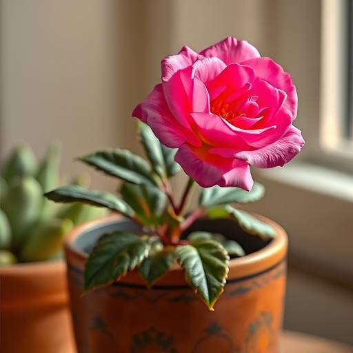 Rosa do Deserto em vaso decorativo